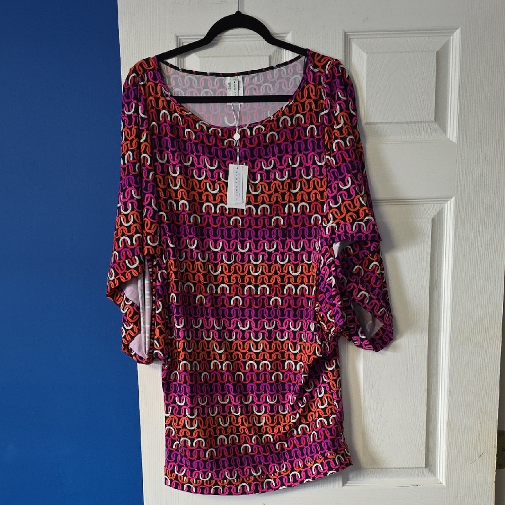 Trina Turk Multicolor Long Sleeve Dress - Purple, Pink, Orange